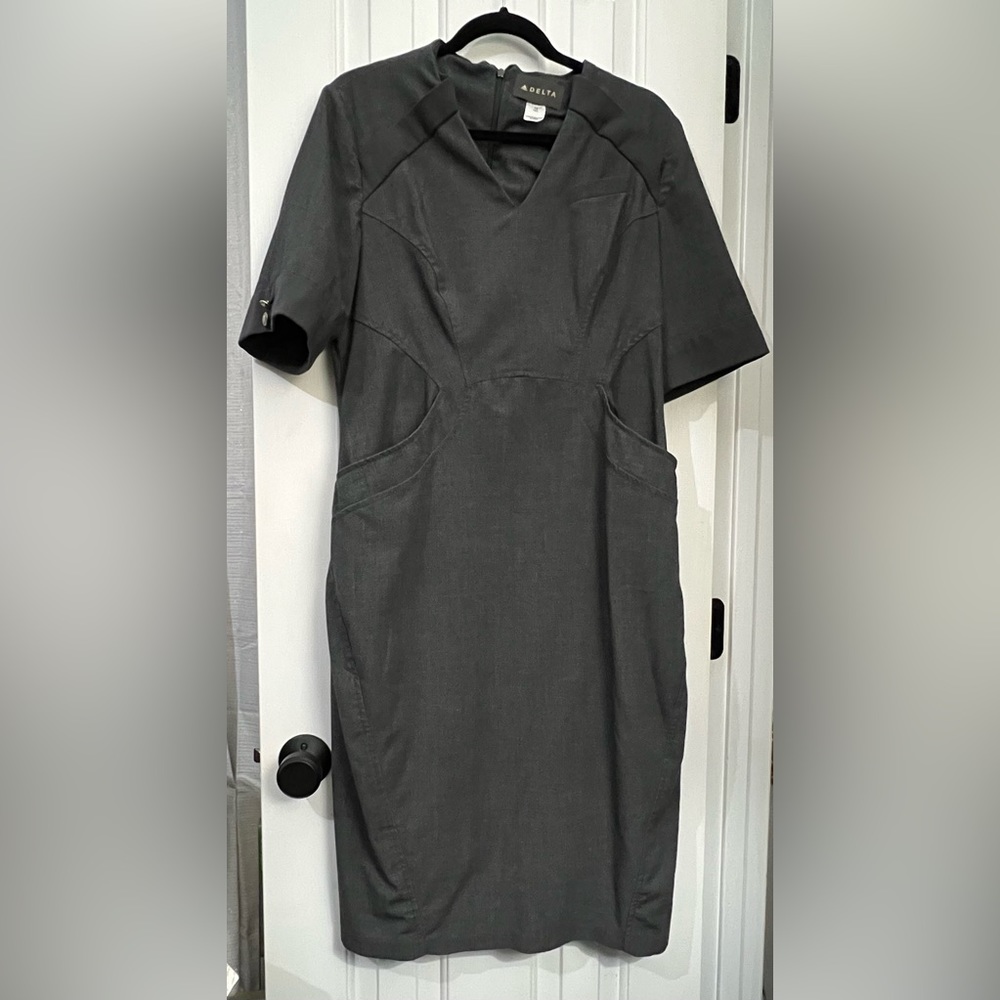 Gray V-Neck Dress